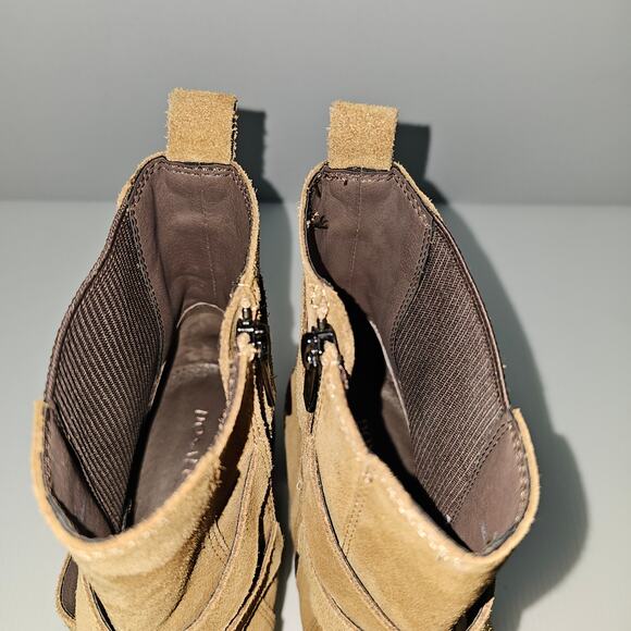 NEW Donald Pliner Savvy Ankle Bootie Womens 11 Tan Suede Chelsea Lug Sole Fall - Picture 9 of 14